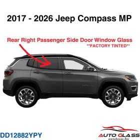 Dd12882ypy Agw Fits 17-26 Jeep Compass Mp Passenger Side Right Rear Door Window Glass Tinted Dd12882ypy Agw Fits 17-26 Jeep Compass Mp Passenger Side Right Rear Door Window Glass Tinted