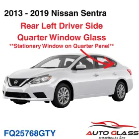 Fq25768gty Agw Fit 2013-2019 Nissan Sentra Driver Left Side Quarter Window Glass Chrome Style Fq25768gty Agw Fit 2013-2019 Nissan Sentra Driver Left Side Quarter Window Glass Chrome Style
