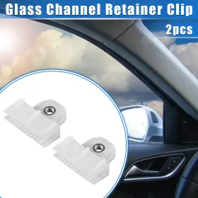 X0.51 Automall Tech 703820399315 2 Pcs Window Door Glass Channel Retainer Clip 1.57 Inch X1.42 For Car White