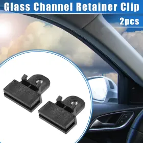 X0.67 Carpopart 703820398998 2 Pcs Car Window Door Glass Channel Retainer Clip 1.93 Inch X1.57 Black
