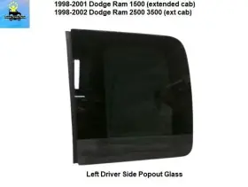 55275055ac Dodge Safeguard 98 To 02 Ram Left Rear Vent Quarter Popout Flip Glass Window
