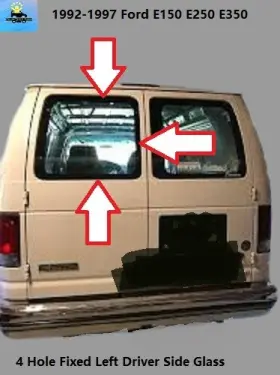 F2uz1542006f Ford 92-97 E250 E350 Left Rear Back Door Fixed Window Glass 4-hole