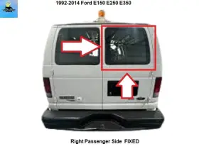 F8uz1542006bc Ford 92 To 14 E150 E250 Right Rear Fixed Back Door Window Glass F8uz1542006bc Ford 92 To 14 E150 E250 Right Rear Fixed Back Door Window Glass