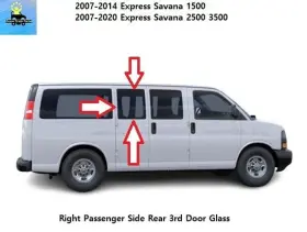 88980498 Gmc 07 To 14 Express Savana Right 3rd Third Rear Door Fixed Window Glass