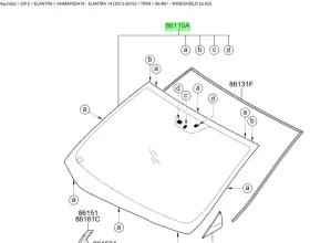 86110-ab025qqh Hyundai New Oem 2021-2023 Elantra Front Windshield Glass 86110-ab025qqh Hyundai New Oem 2021-2023 Elantra Front Windshield Glass