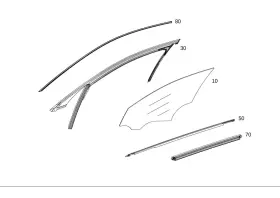 205-725-64-00 Mercedes-benz Genuine Side Window Pane