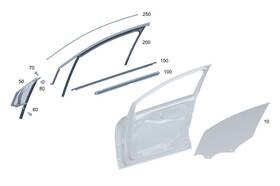 Mercedes-benz 296-720-28-01 Genuine Mercedes-benz Side Window Fixed