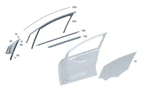 296-720-28-01 Mercedes-benz Genuine Side Window Fixed