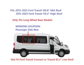 Dq12348ypn Nagd Fits 15-25 Ford Transit Lwb Mid/high-roof Passenger Right Quarter Window Glass Dq12348ypn Nagd Fits 15-25 Ford Transit Lwb Mid/high-roof Passenger Right Quarter Window Glass