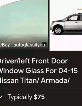 Fd21946gty Nissan Driver Side Left Front Window Glass Titan/armada 2004-2015