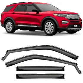 200619 Voron Glass In-channel Extra Durable Rain Guards For Ford Explorer 2020-2025 200619 Voron Glass In-channel Extra Durable Rain Guards For Ford Explorer 2020-2025