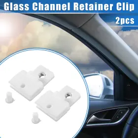 X0.59 X Autohaux 703820399261 2 Pcs Window Door Glass Channel Retainer Clip 1.73 Inch X1.34 For Car White