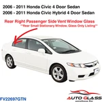 Fits 2006-2011 Honda Civic 4 Door Passenger Side Right Rear Vent Glass Window New. Price: $52.00.