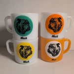 Lot Of 4 Vtg Mack Truck Bulldog Mug Cup Federal Milk Glass Advertising Used. Price: $150.00.