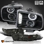 Fits 2005-2009 Ford Mustang Black Led Halo Projector Headlight+smoke Bumper Lamp New. Price: $156.38.