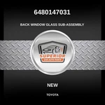 Genuine 2016-2022 Toyota Prius Back Window Glass Sub-assembly 6480147031 New. Price: $164.99.