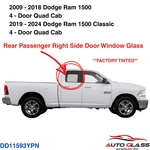 Fit Dodge Ram 1500 4DR Quad Cab Passenger Right Side Rear Door Window Glass New. Price: $84.95.