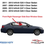 Fits Infiniti G25 G35 G37 Q40 4DR Sedan Passenger Right Front Door Window Glass New. Price: $85.00.