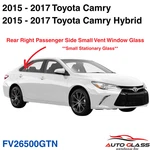 Fits 2015-2017 Toyota Camry Sedan Passenger Side Right Rear Vent Glass Window New. Price: $50.95.