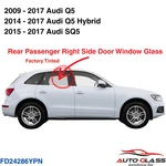 Fits 2009-2017 Audi SQ5 Passenger Right Side Rear Door Window Glass Tint New. Price: $120.00.