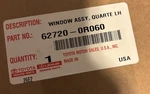 2013-2018 Toyota RAV4 Oem New Quarter Glass (62720-0R060). Price: $50.00.