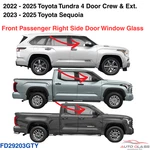 Fits 22-25 Toyota Tundra 23-25 Sequoia Front Passenger Right Door Window Glass New. Price: $126.99.