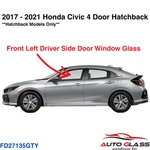 Fits 17-21 Honda Civic 4DR Hatchback Driver Left Side Front Door Window Glass New. Price: $78.00.