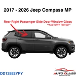 Fits 17-26 Jeep Compass Passenger Side Right Rear Door Window Glass Tinted New. Price: $90.00.