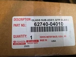 Oem 2005-23 Toyota Tacoma 2D Extnd Cab Drvr Side Rear Left Qtr Glass 62740-04010 New. Price: $90.00.